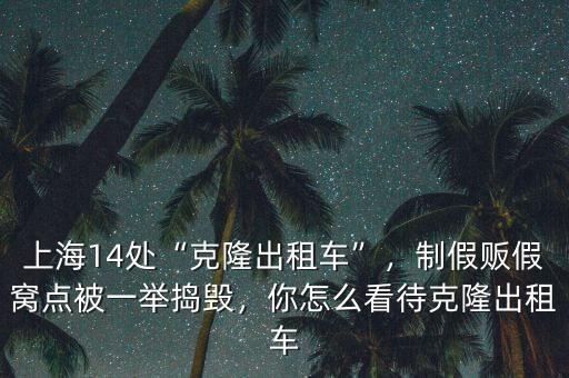 上海14處“克隆出租車”，制假販假窩點被一舉搗毀，你怎么看待克隆出租車
