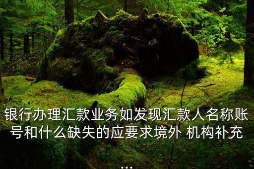 銀行辦理匯款業(yè)務如發(fā)現匯款人名稱賬號和什么缺失的應要求境外 機構補充...