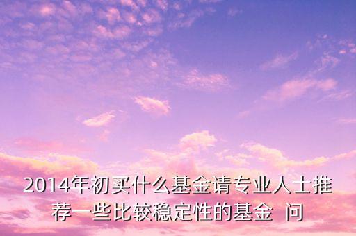 2014現(xiàn)在買什么基金最好，急求2014年什么基金好點謝謝